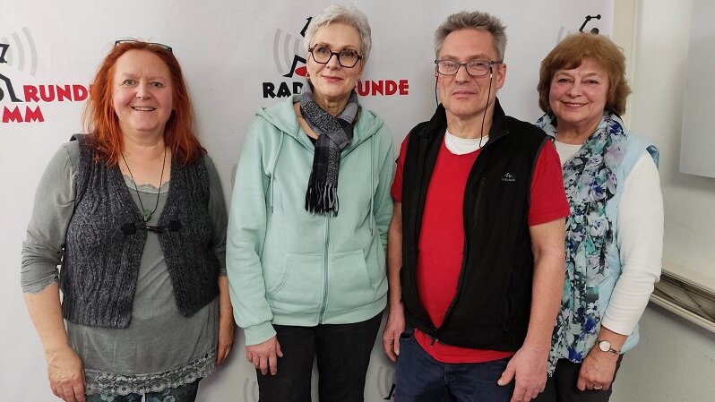 Foto: (v.l.) Astrid, Marion, Martin und Gerlinde stellen den Tauschring Hamm vor